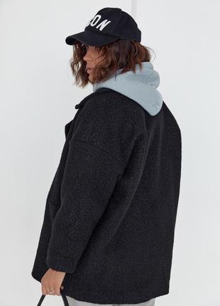 Укорочене двобортне жіноче пальто колір:чорний6 фото