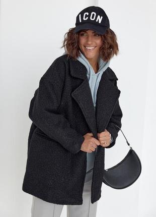 Укорочене двобортне жіноче пальто колір:чорний2 фото