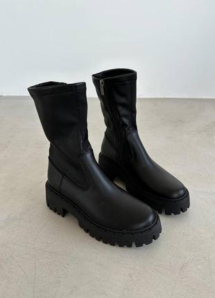Стильные черные ботинки-челси женские, демисезон,зима, кожаные/кожа-женская обувь