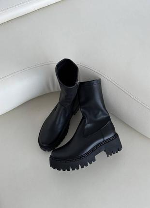 Стильні чорні черевики-челсі жіночі,демісезон,зима, шкіряні/шкіра-жіноче взуття3 фото