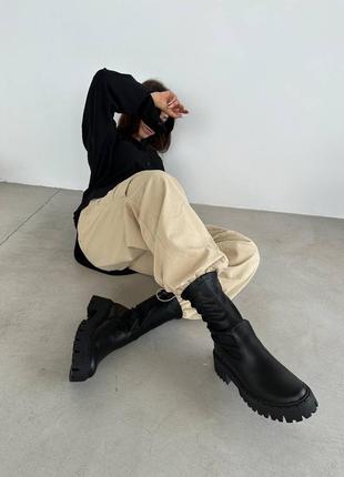 Стильні чорні черевики-челсі жіночі,демісезон,зима, шкіряні/шкіра-жіноче взуття8 фото