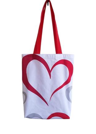 Коттоновая сумка шопер  сердце2 фото