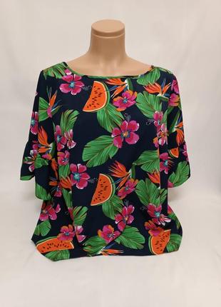 Арбузно-цветочная блуза papaya 20/48/4xl/3xl/46/185 фото