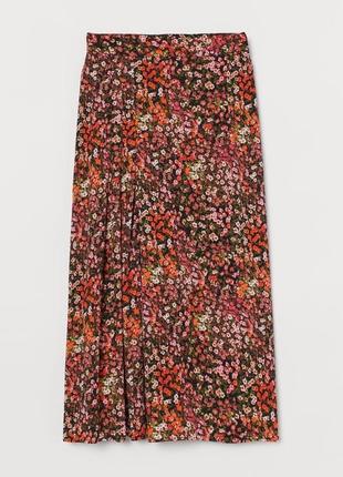 Красивая юбка-миди с распоркой в цветочный принт h&amp;m