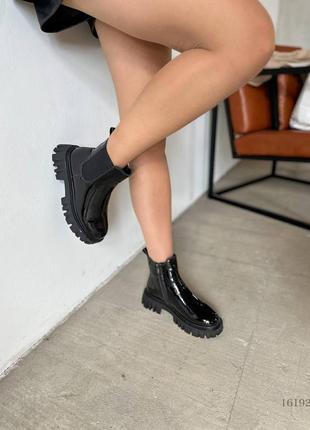 Женские ботинки челси на молнии, натуральная лакированная кожа, деми10 фото