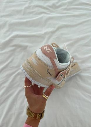 Nike sb dunk custom beige pink4 фото