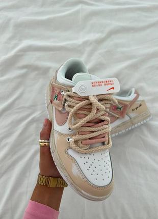 Nike sb dunk custom beige pink5 фото