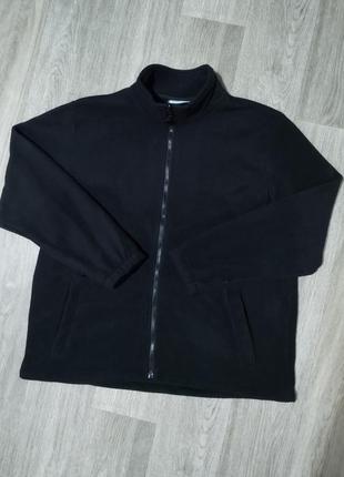 Мужская чёрная флисовая кофта на молнии / толстовка / мужская одежда / тёплая куртка флис / свитер