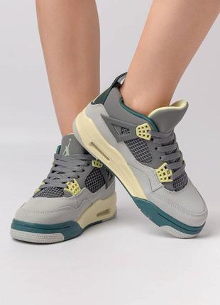 Жіночі кросівки nike air jordan 4 x off-white grey green beige2 фото