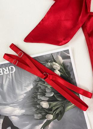 Новый соблазнительный красный комплект белья с большим бантом4 фото