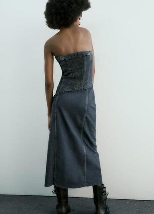 Джинсовое платье trf без бретелей zara5 фото