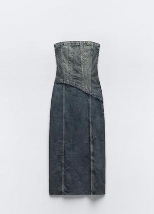 Джинсовое платье trf без бретелей zara7 фото