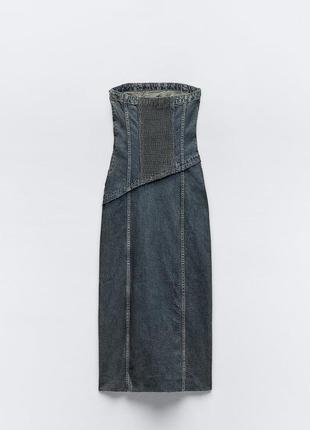 Джинсовое платье trf без бретелей zara8 фото