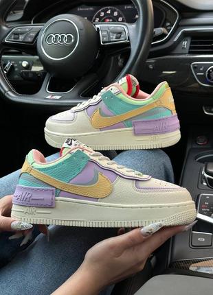 Жіночі кросівки nike air force 1 shadow beige yellow mint