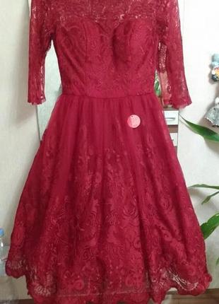 Новое вечернее платье chi chi london необычайно красивого винного цвета