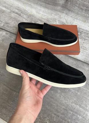 Черные замшевые мужские лоферы loro piana