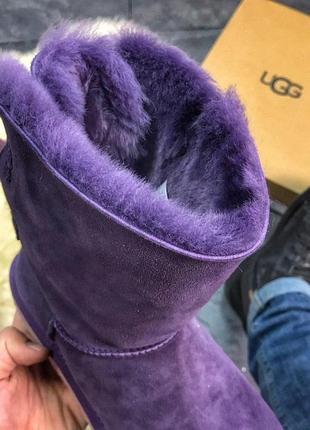 💖ugg bailey bow leather violet💖угги женские зимние с бантами, фиолетовые, зима мех.8 фото