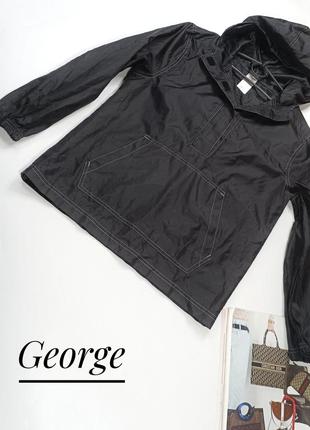 Куртка/ветровка/плащевка непромокаемая детская подростковая черного цвета george, 11-12 лет