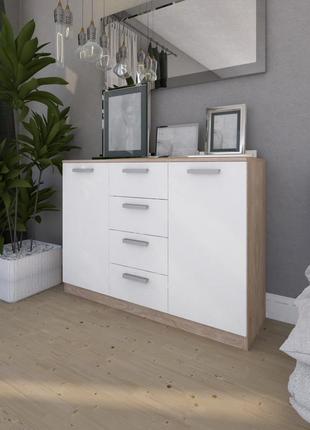 Комод широкий lerom 4 ящика 2 дверцы