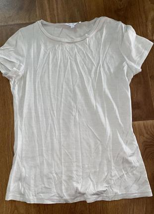 Шовкова футболка бавовняна футболка топ базова футболка max mara футболка шёлк с хлопком бежевая футболка2 фото