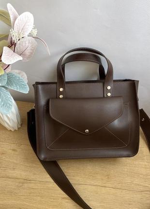 Шоколадна коричнева жіноча сумка в руку на плече сумочка