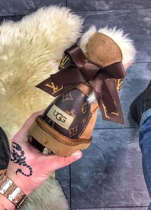 🌸ugg mini bailey bow brown🌸стильные женские зимние угги, жіночі зимові2 фото