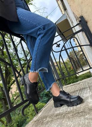 Распродажа черные очень стильные туфли - лоферы - ботинки на шнуровке7 фото