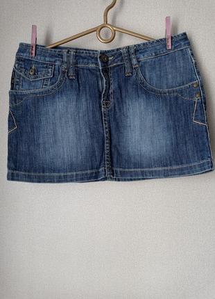 Джинсовая мини-юбка, цвет синий, размер 46-48
