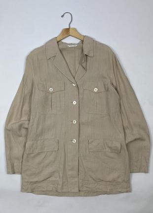 Женский льняной жакет пиджак max mara puro lino beige blazer jacket1 фото