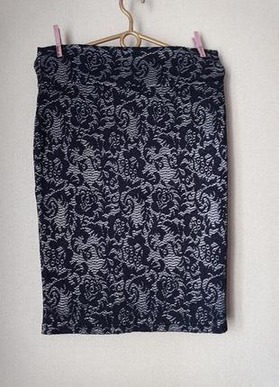 Трикотажная юбка-карандаш, цвет серо-черный, размер 44-482 фото