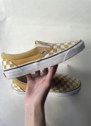 Кеди сліпони vans classic slip-on slippers ванси в жовту шашку скейтерскі ( old skool )4 фото