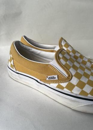 Кеди сліпони vans classic slip-on slippers ванси в жовту шашку скейтерскі ( old skool )9 фото