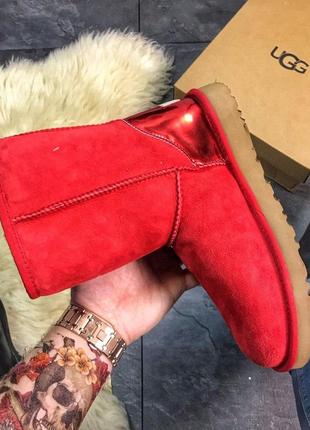 💖ugg classic leather red💖высокие красные женские зимние угги7 фото