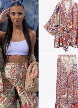 Атласні вільні шовкові штани-штани zara в білизняному піжамному стилі