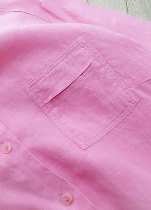 Льняная рубашка на пуговицах, с нагрудным карманом, 100% лен bianca.4 фото