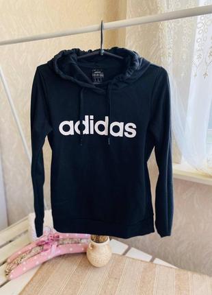 Худи оригинальная adidas, кофта с капюшоном, толстовка двунить на 8-9 лет