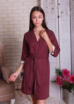 Халат женский вискозный - с кружевом на рукаве