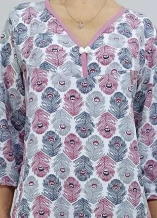 Женская теплая ночная байковая рубашка большого размера3 фото