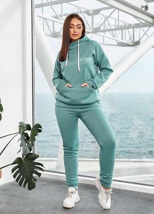 Зимовий спортивний жіночий костюм тринитка на флісі розміри батал