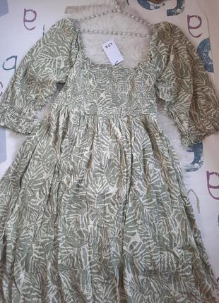 Льняне плаття міді сукня великого розміру під zara lts нова льон віскоза котон9 фото