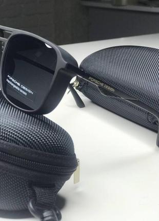 Універсальні антивідблискові чоловічі сонцезахисні окуляри porsche design полароїд polarized водійські чорний4 фото
