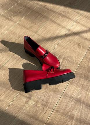 Эксклюзивные туфли лоферы из итальянской кожи и замши женские на платформе7 фото