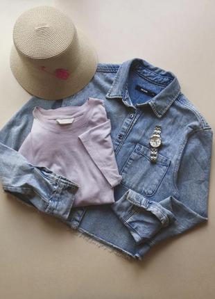 Джинсовая рубашка куртка h&m прямой фасон