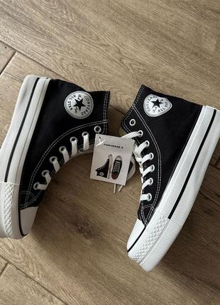 Converse chuck taylor all star platform трендові чорні кеди на високій платформі весна літо женские массивные кеды конверс черные на высокой подошве3 фото