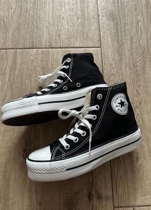 Converse chuck taylor all star platform трендові чорні кеди на високій платформі весна літо женские массивные кеды конверс черные на высокой подошве1 фото