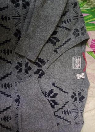 Wool вовняний/вовна светр/пуловер/кофта з вирізом літери v з принтом тепла вовняна8 фото