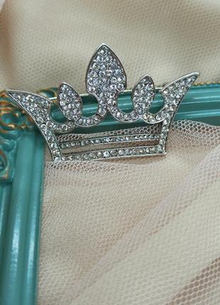 Королевская брошь корона с кристаллами, геральдика, диадема, тиара