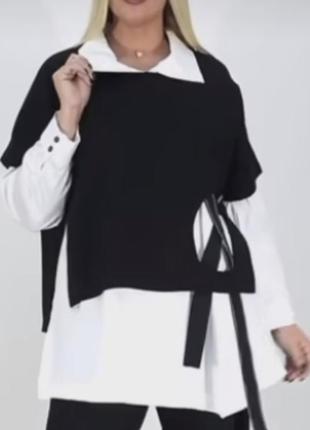 Стильный комплект,рубашка и жилет сверху, турция,на большую грудь.,