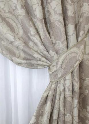 Шторна тканина "корона марія". колір капучино з бежевим3 фото