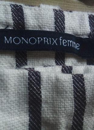 Monoprix femme брендовые комбинированные льняные брюки палацо5 фото